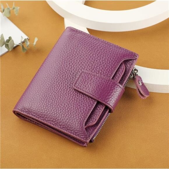 New Small Compact Women Wallet RFID Blocking Genuine Leather Bifold Purse - Picture 6 of 6